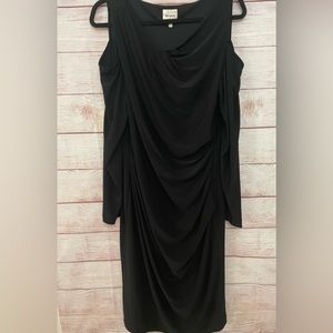 Ashley Graham Women's Black Cold Shoulder Dress 1X Lined
